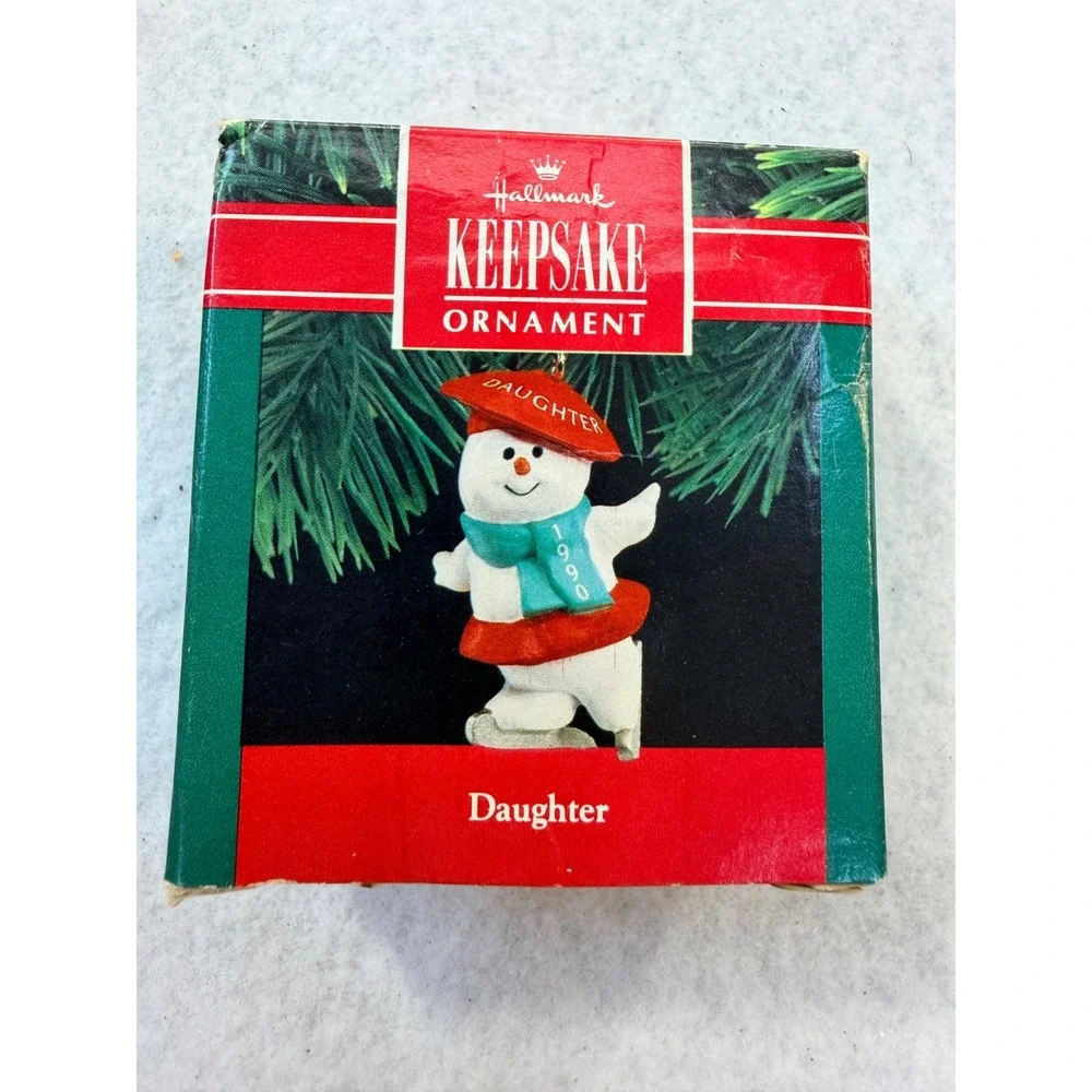 Hallmark Keepsake Ornament 1990 Daughter Snowman Ice Skating Vintage QX449-6